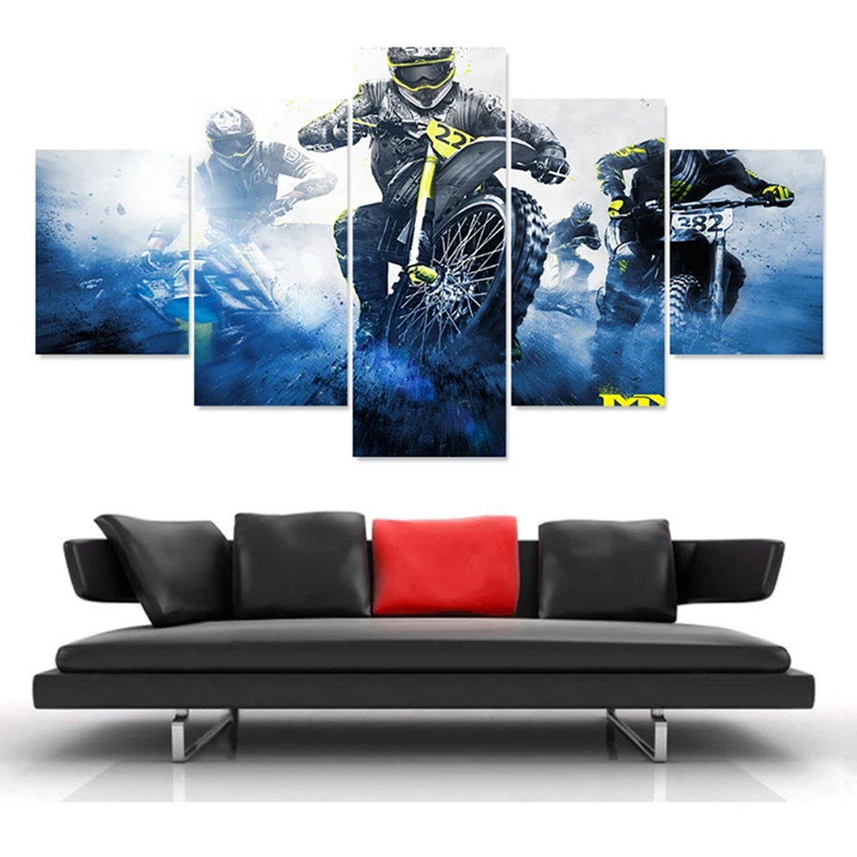 Модульная фоторамка 5 панелей для мотогонок современная картина куадро