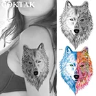 Индия, этно-стиль, рука волка, лиса, женские наклейки на временную татуировку, черный эскиз, на заказ, ножки, тату, поддельные водостойкие татуировки, Косметика для макияжа
