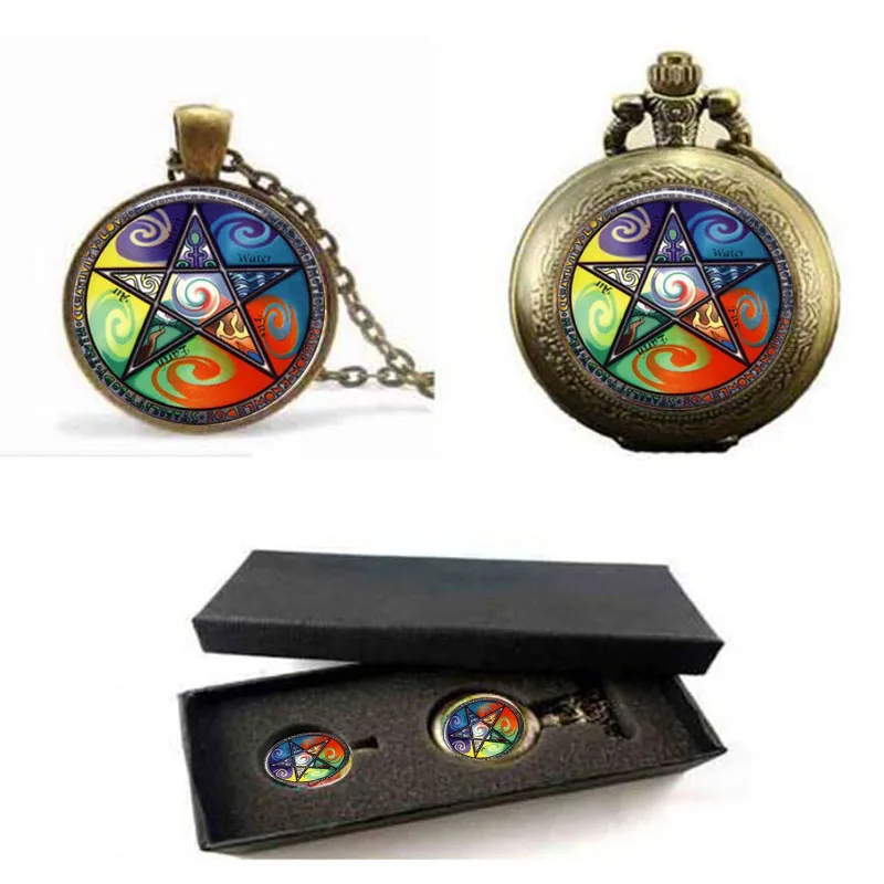 Новинка 2017 стеклянный кулон с пентаграммой ожерелье купольное ювелирное изделие
