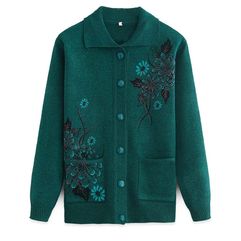 Women Knitted Cardigan Coat Autumn Winter 2019 New Casual Long Sleeve Flower Knit Sweater Female Jacket Large Size 4XL R521 |