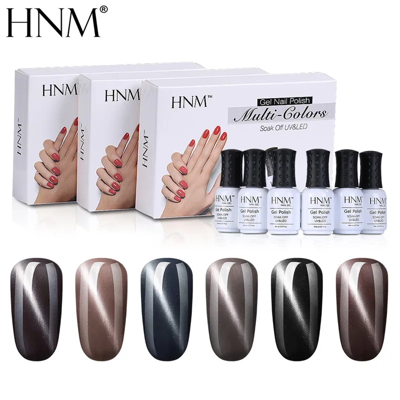 NO.7 HNM 6 шт./компл. недавно УФ-гель для ногтей солнцезащитные очки "кошачий глаз" в комплекте 8 мл голографический Гибридный Лаки Lucky лак штемпелюя картина покрытие для ногтей, полустойкое к комплект - Цвет: NO.7