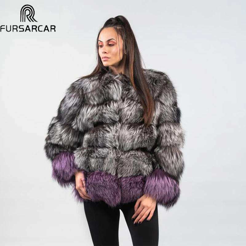 FURSARCAR 2020 шуба из натурального Лисьего меха женская зимняя Толстая теплая куртка