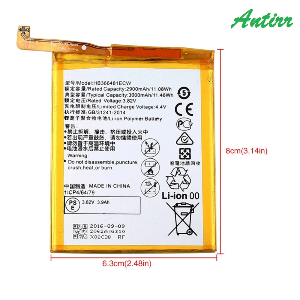 

For Huawei P9 Battery High Quality 2900mAh HB366481ECW replacement Backup Battery for Huawei P9 Smartphone in Stock+tools