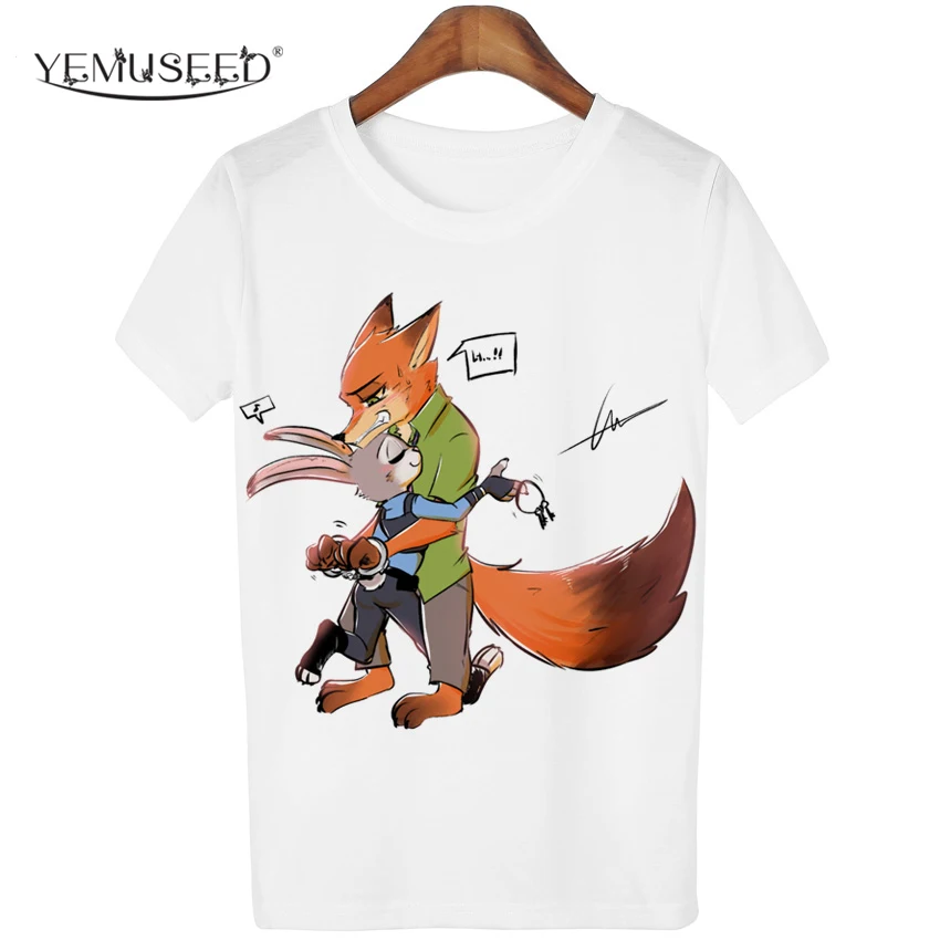 Женская футболка с принтом животных YEMUSEED летняя Kwaii Zoo лиса кролики Tumblr WMT199|t-shirt