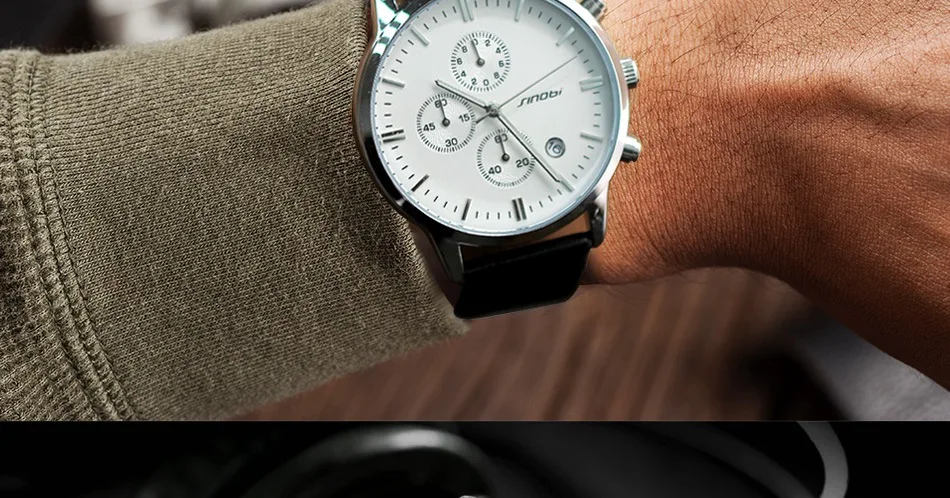 Reloj hombre SINOBI классические водонепроницаемые часы мужские модные наручные часы мужские кожаные часы с хронографом простые спортивные часы Geneva