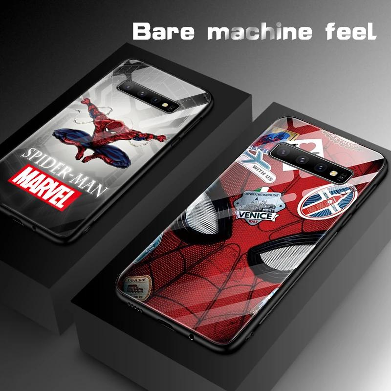 Чехол из закаленного стекла Marvel с человеком-пауком для samsung Galaxy S10 e 5G S8 S9 Plus Note 8 9 10 Pro, чехол для телефона с изображением Мстителей