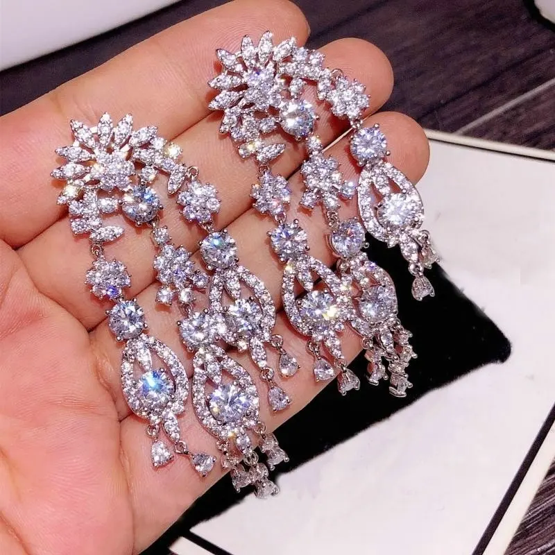 SINZRY фианит bling преувеличены кисточкой серьги-капли Творческий Элегантные вечерние свадебные серьги Свадебные ювелирные изделия подарок