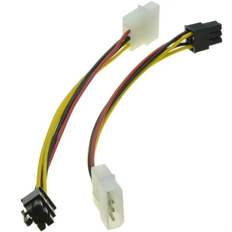 4 Pin Molex to 6 PCI-Express PCIE Video Card Power Converter Adapter Cable Jan 19 