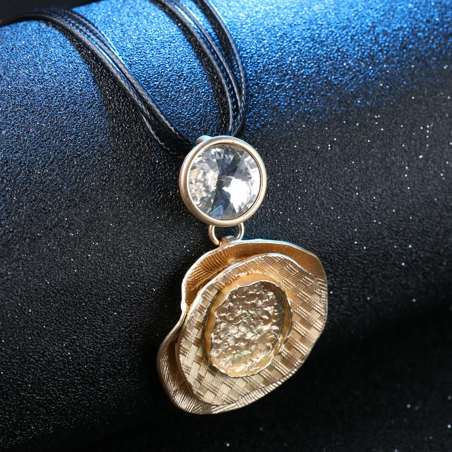 Kinel винтажные ювелирные изделия CZ Циркон ожерелье Черная Вощеная Веревка ручная