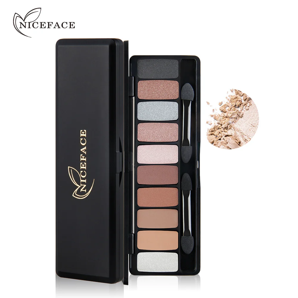 NICEFACE 10 Цвета палитра теней Водонепроницаемый металлик тени для век Shimmer Красота