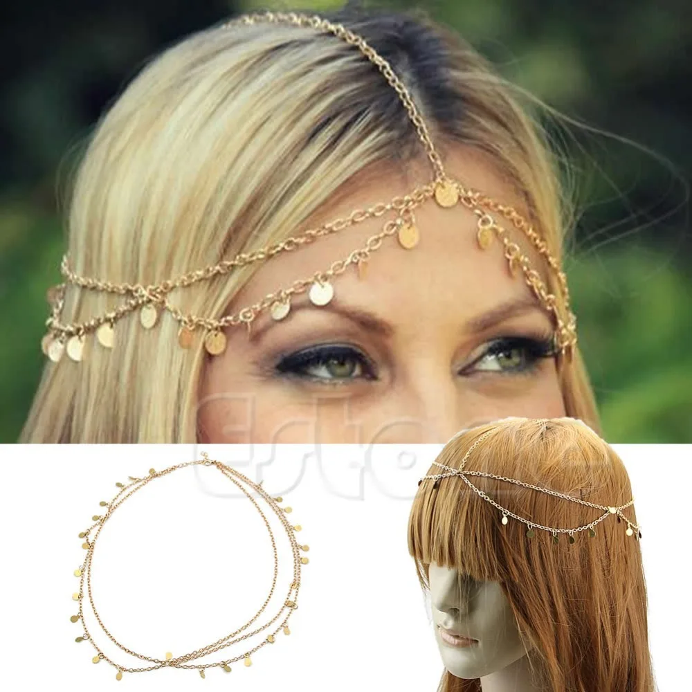A40 1PC Fashion Women Lady Metal Head Chain Jewelry Headband Piece Hair Band |