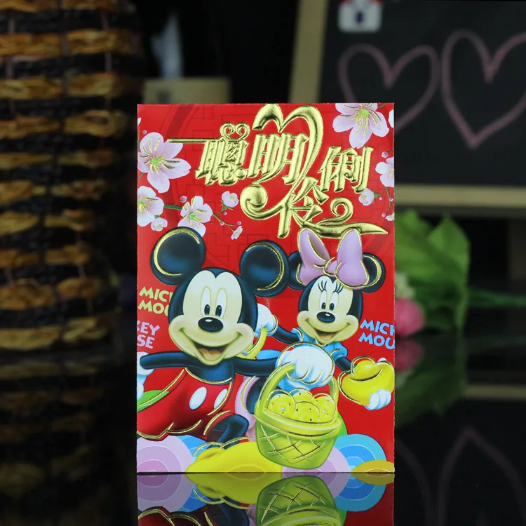 Микки Минни китайский новый год День рождения Свадьба новоселье красный конверт