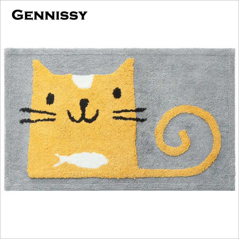 Фланелевый мультяшный кролик и кошка в дверь коврик Домашний для ванной комнаты