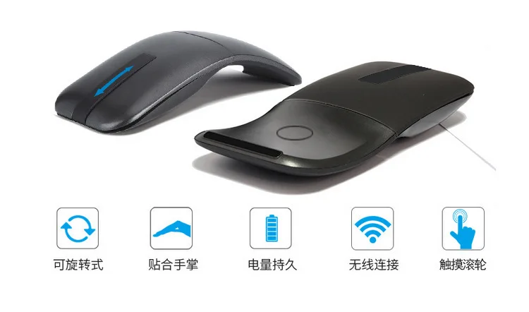 2 4G Беспроводная вращающаяся на 360 градусов Складная Мышка оптическая