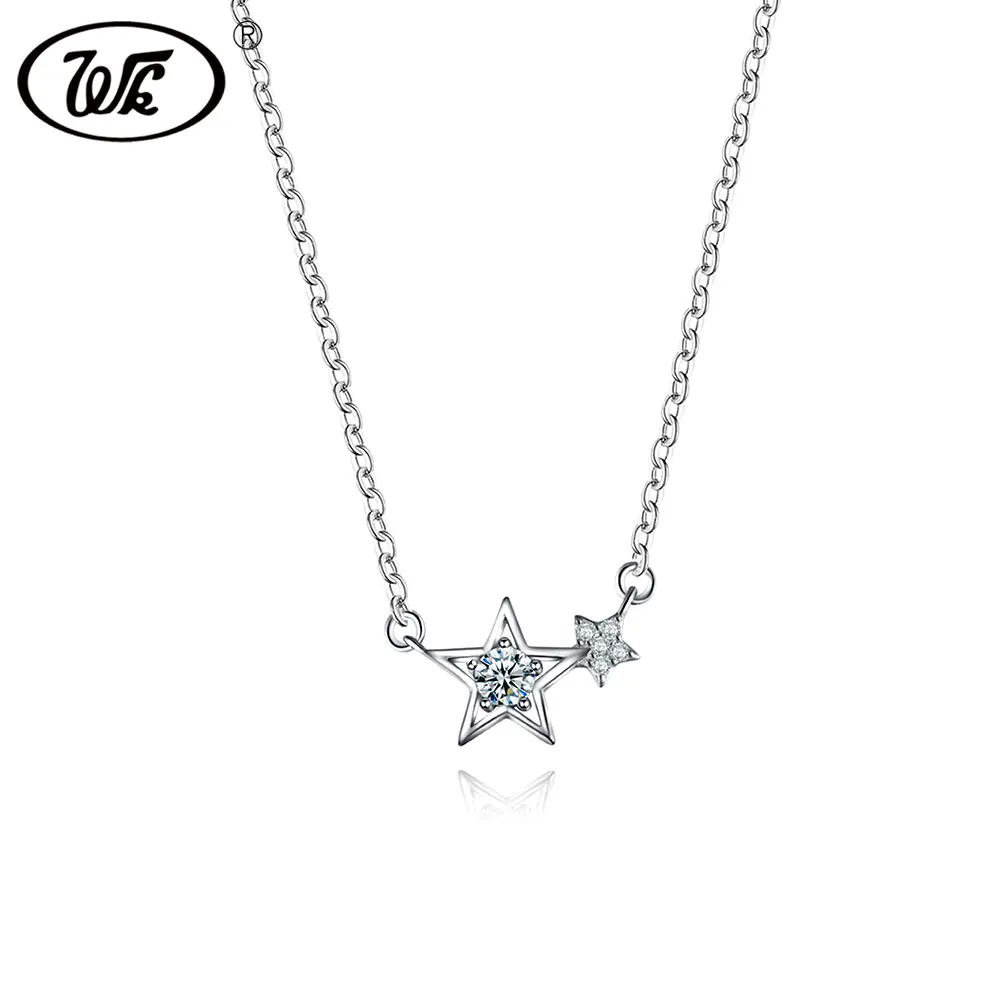 WK Мода 925 Silver Star Цепочки и ожерелья Колье Для женщин Малые звезды Чокеры s Collier Femme
