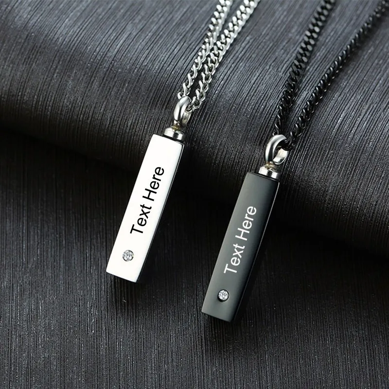 

Free Personalized Engrave Cuboid Necklaces for Men Woman with Birthstone Name Pendants Cremation Urn Necklace Unisex Jewelry