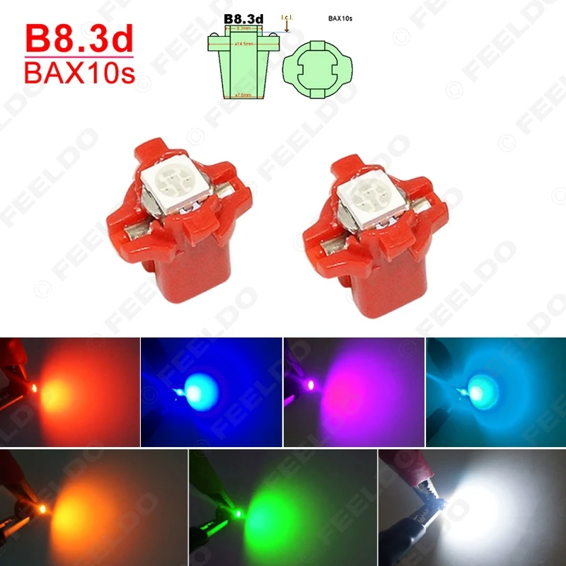 FEELDO 10 шт 7 цветный автомобиль 12В B8.3d/BAX10s 1SMD 5050 Gauge Dashboard LED Light Interior Lamp #4066|Сигнальная