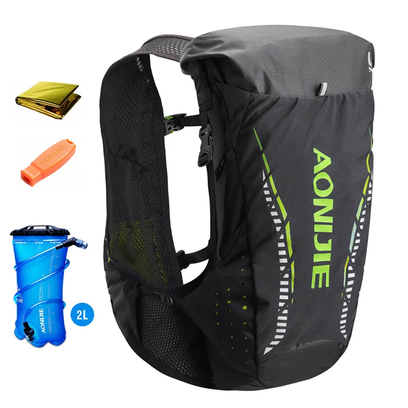 Black Green Set A AONIJIE уличный спортивная сумка Trail бег рюкзак легкий гидратации жилет для 2 LWater мочевого пузыря пеший Туризм Кемпинг марафон - Цвет: Black Green Set A