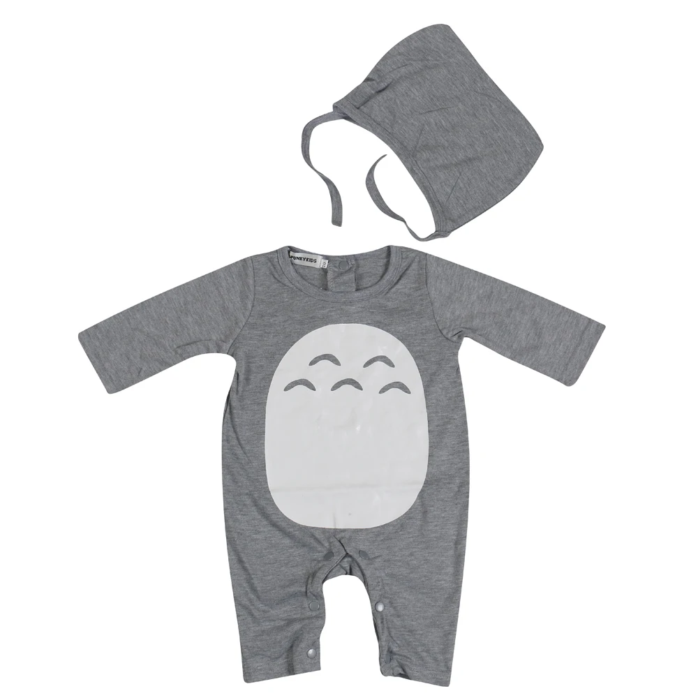 Комплект детской одежды серый хлопковый комбинезон с длинным рукавом для