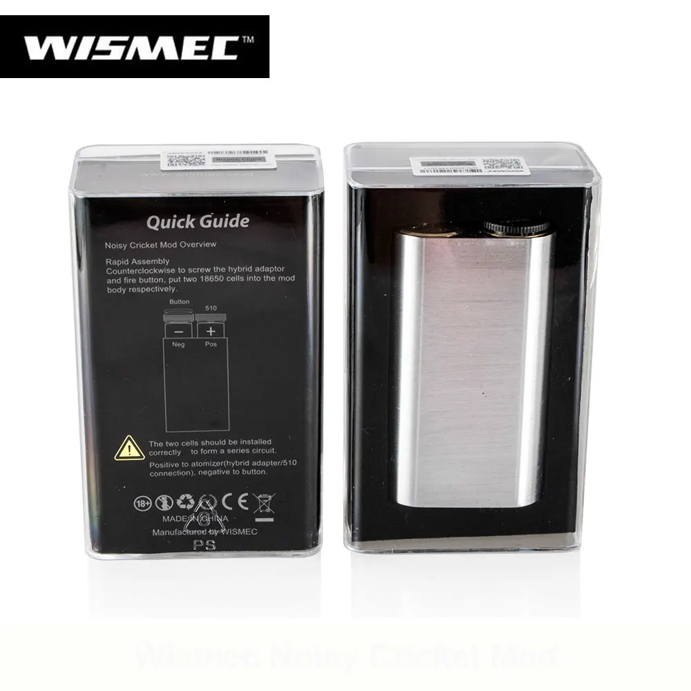 В свободном доступе! Оригинальный Wismec Noisy Cricket Box Mod 510 резьба SMPL Кнопка специальный