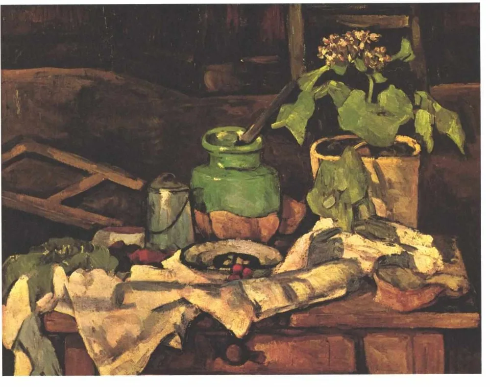 

100% Handmade Oil Painting Reproduction on linen canvas,flower-pot-at-a-table BY paul Cezanne,still life oil painting