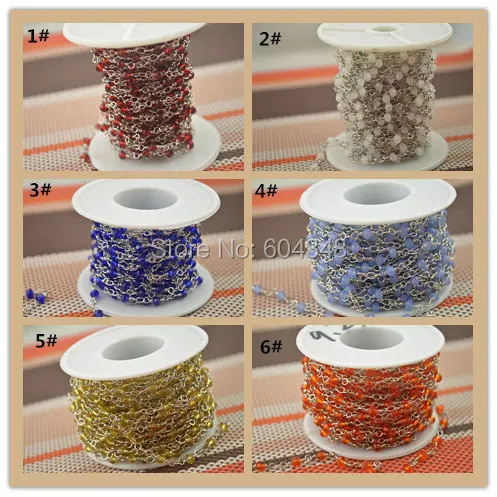 5 метров 18KGP тон Провод Завернутый струей черный кристалл граненый бисером цепь 4x6