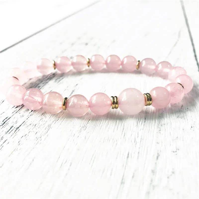 Женский эластичный браслет Rosequartz розовый с бусинами для йоги новинка 2019|Браслеты