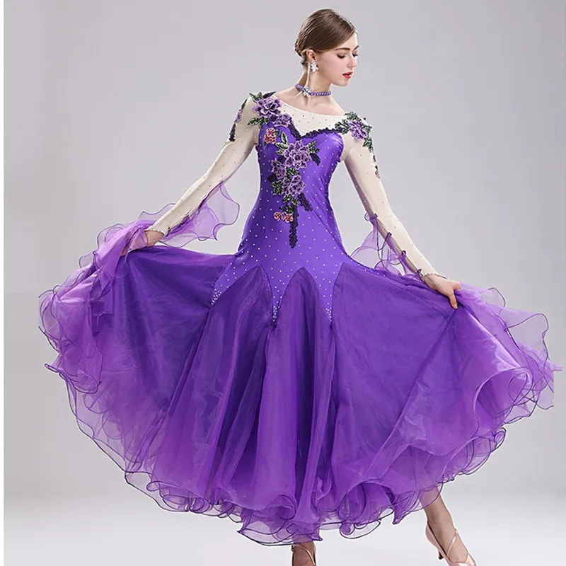 Стандартное фиолетовое платье для вальса|Бальные танцы| |