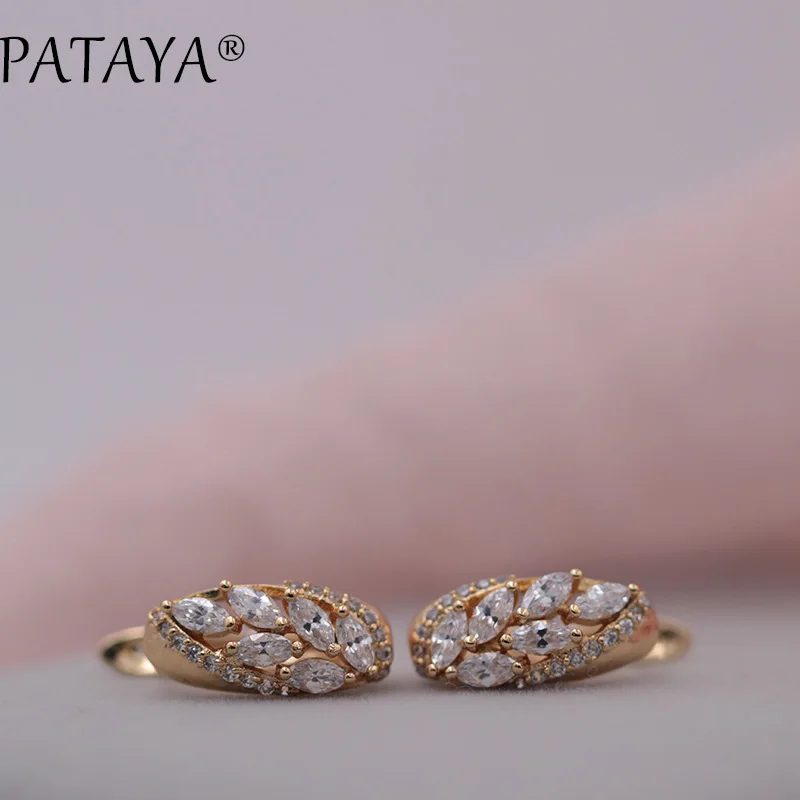 Женские серьги подвески с натуральным цирконом розовое золото 585 пробы|zircon dangle