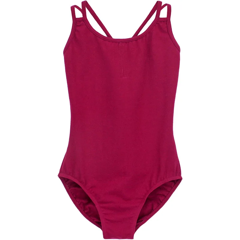 Черный Профессиональный балетный купальник для взрослых с двойными лямками и