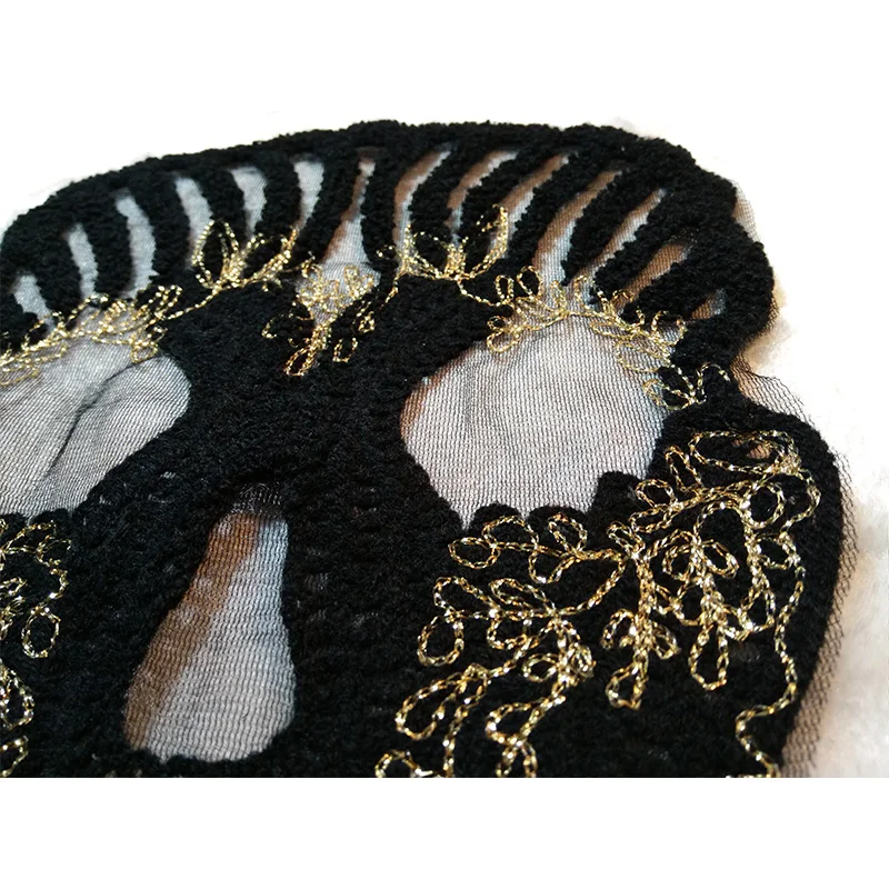 Крутой большой черный череп скелет кружевное полотенце вышитые нашивки для