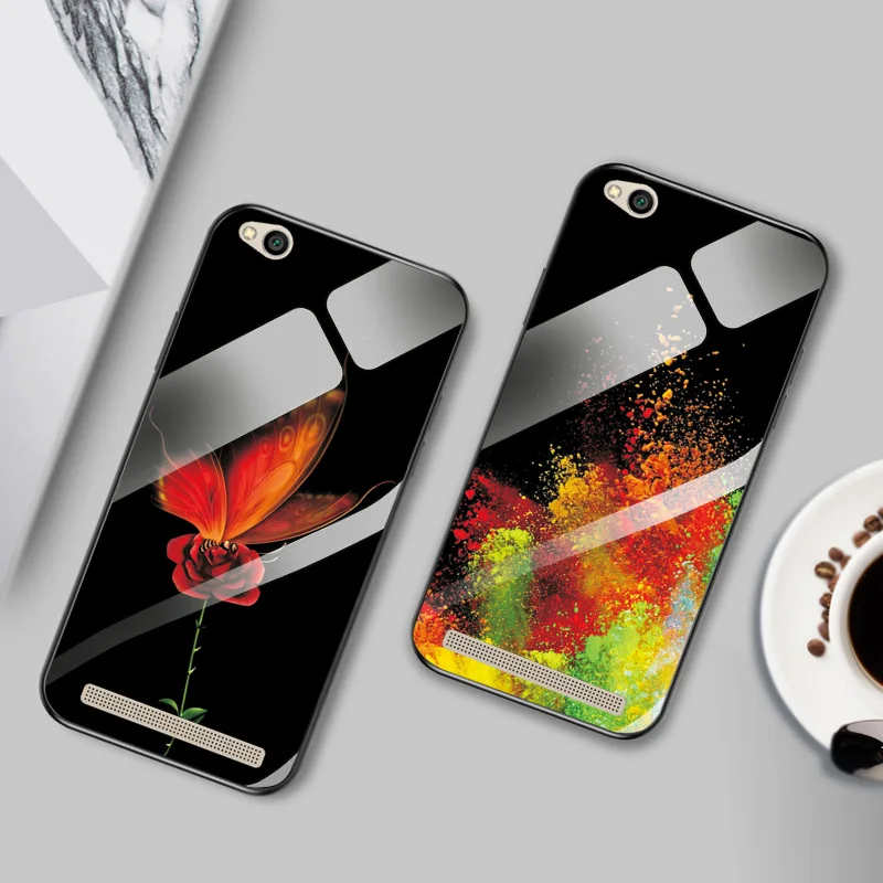 For Redmi 5A 6A 7A Maple Leaf Glass Case Cover 6 5 Plus Note 7 4 4X Back Covers K20 Pro Tempered Silicone Bumper |