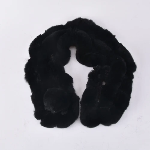 Шарф из натурального меха кролика рекс 80 см шарф кроличьего теплый черного и