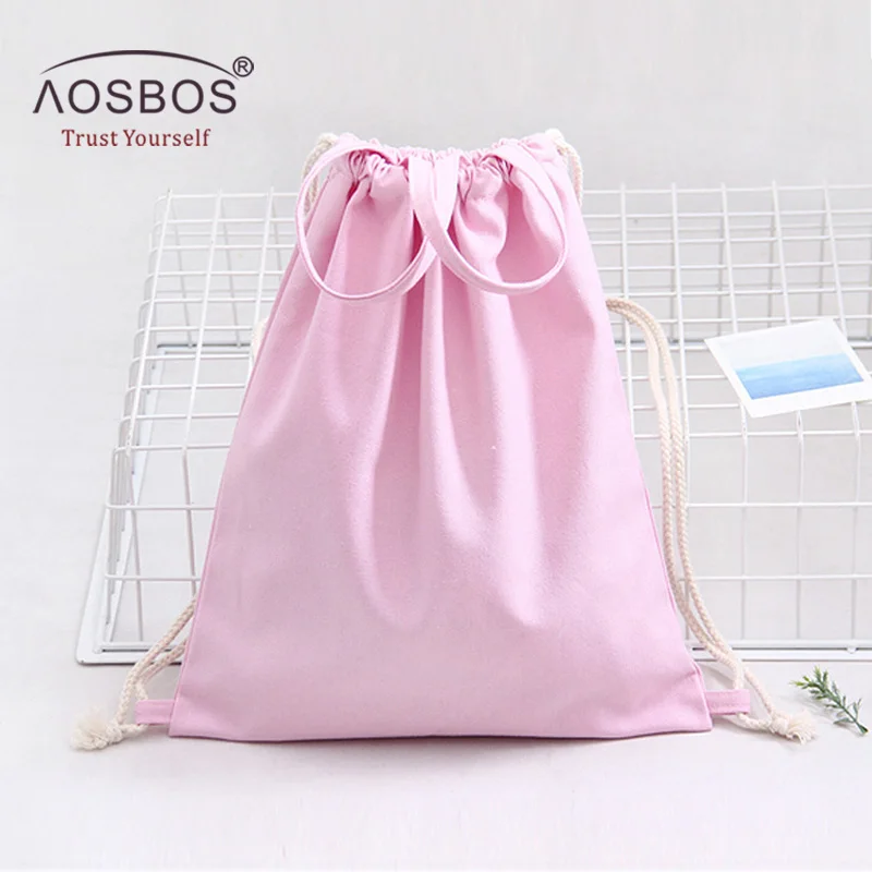 Pink Aosbos холщовый рюкзак на шнурке для мужчин и женщин сумка для спортзала для тренировок на открытом воздухе Фитнес сумки на плечо прочный шнурок Сумка - Цвет: Pink