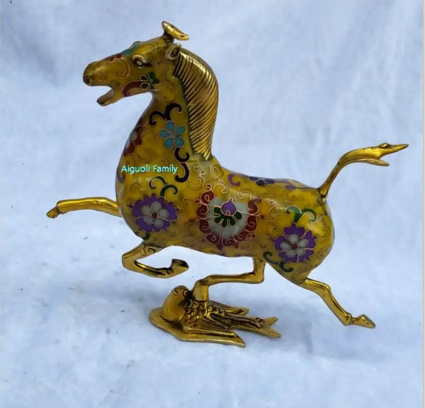 

Art Collectible Chinese Old Cloisonne Bronze Carved Flying Horse Statue/Home Decoration Animals Sculpture Horse Model Craft 003