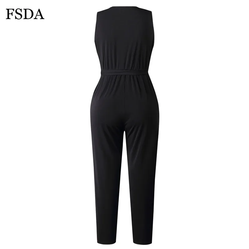 Женский кружевной комбинезон FSDA черный повседневный с глубоким треугольным