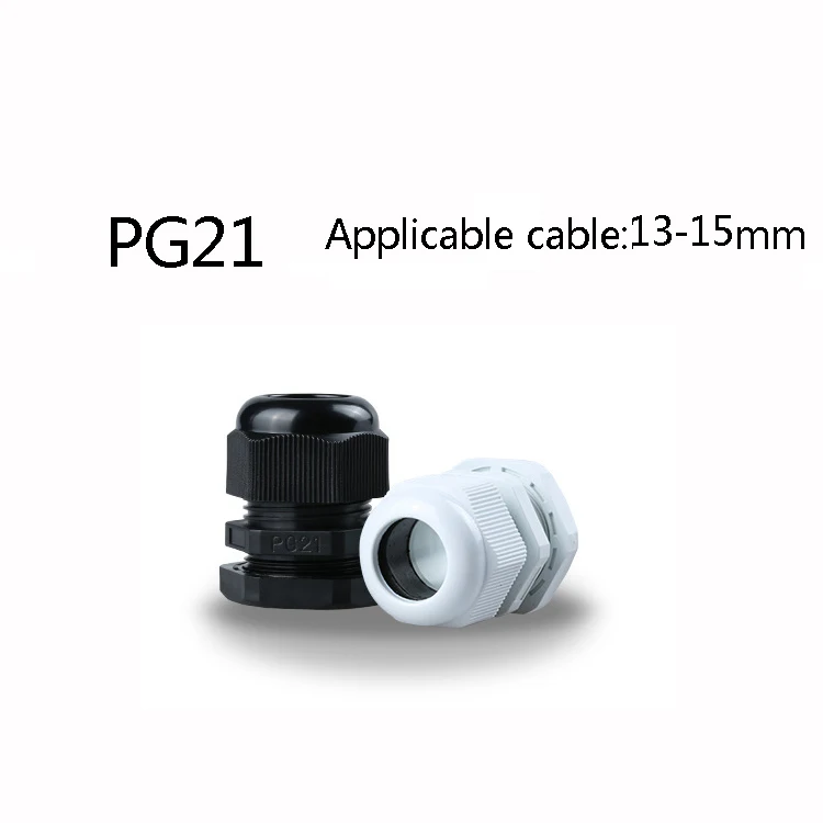 10 шт./лот PG21 черные/белые пластиковые нейлоновые Водонепроницаемые кабельные