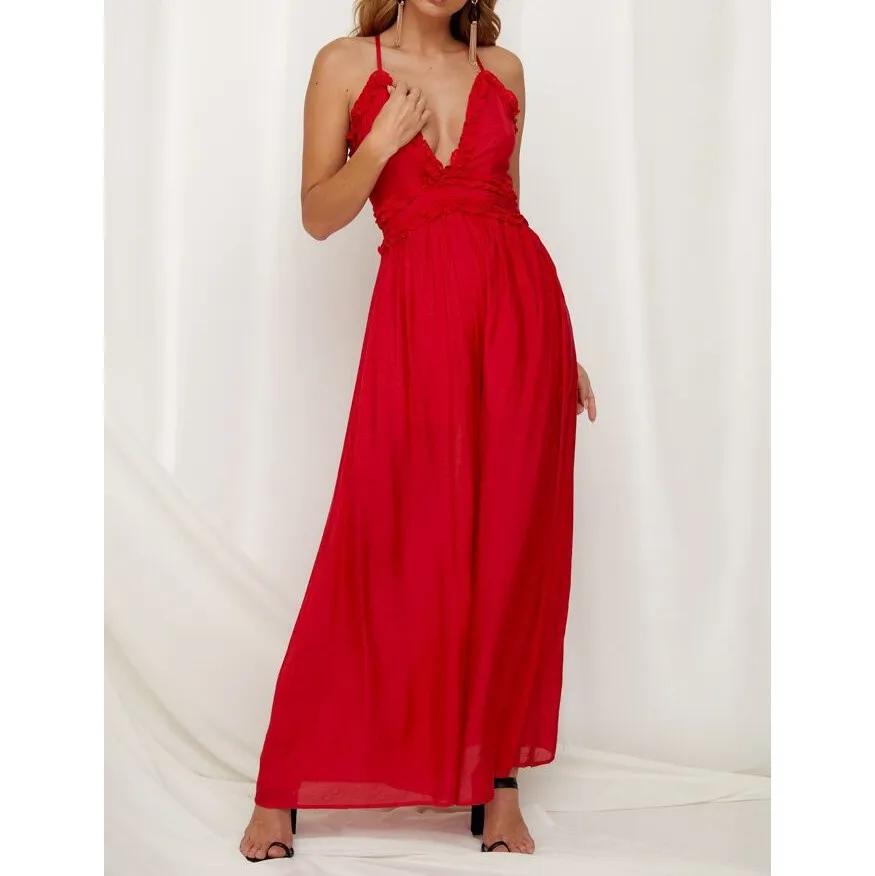 Сексуальный женский комбинезон с открытой спиной элегантное платье на тонких