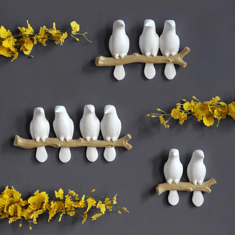 

3D Stereo Wall Hanging Resin Bird Animal Statue Mural European Home Furnishings Decoration Livingroom Crafts Pendant Ornaments