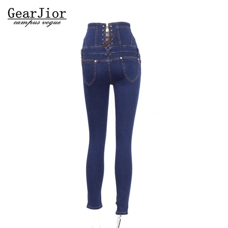 Женские джинсы с завышенной талией винтажные однобортные брюки-карандаш из