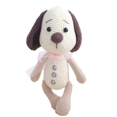 Gentleman dog 38cm Ручная работа, вязаная кукла, материал, посылка, шерсть, олень, незавершенная плюшевая игрушка, вязание крючком, инструменты для плетения - Цвет: Gentleman dog 38cm