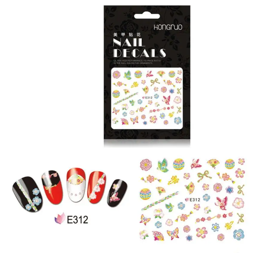 OutTop 2018 Hongnuo цветок стикеры 3D на ногти Nail Art Наклейки Маникюр золото/серебро