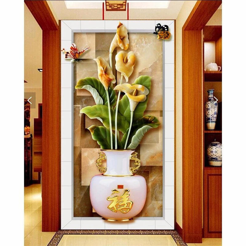 Рельефная ваза beibehang с лотосом фрески для ресторана отеля домашний декор