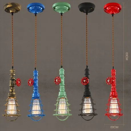 

Edison Loft Style Retro Water Pipe Pendant Light Fixtures Vintage Industrial Lighting Dining Room Bar Hanging Lamp Lampara