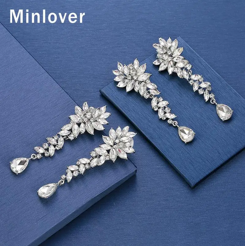 Minlover серебряный цвет конский глаз серьги с бриллиантами для женщин каплевидные