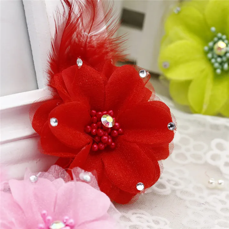 Горячая распродажа! 1 шт. искусственная шелковая Цветочная головка с перьями для