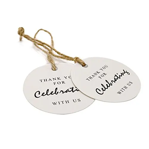 

100pcs thank you paper tags with hole for Celebrating with Us wedding decoration gift tags Packaging Hang Tags school stationery