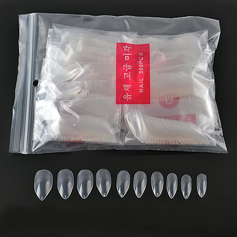 120 pcs Clear Perforate Full Cover Sharp Water Drop Acrylic Fake Nail | Красота и здоровье