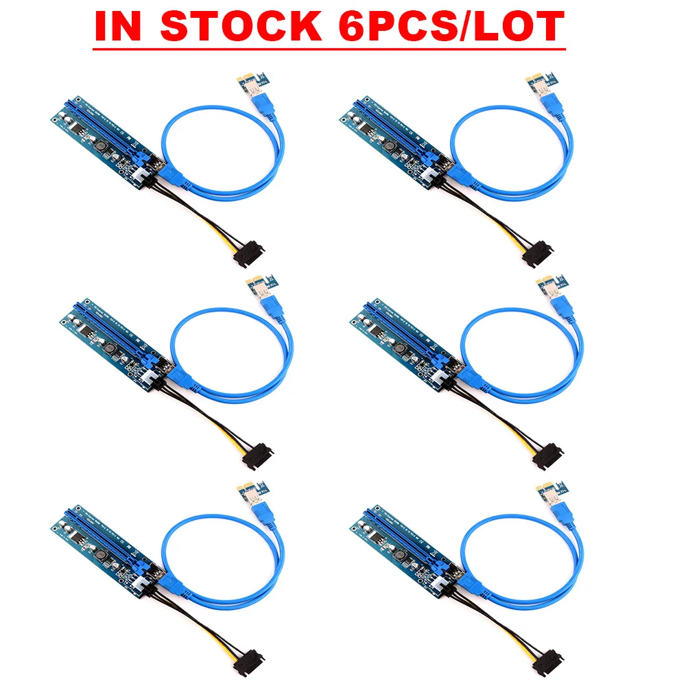 Ubit в наличии 6 шт./лот 1x до 16x Экспресс удлинитель Райзер карта USB 3 0 PCI e SATA 15pin 6pin