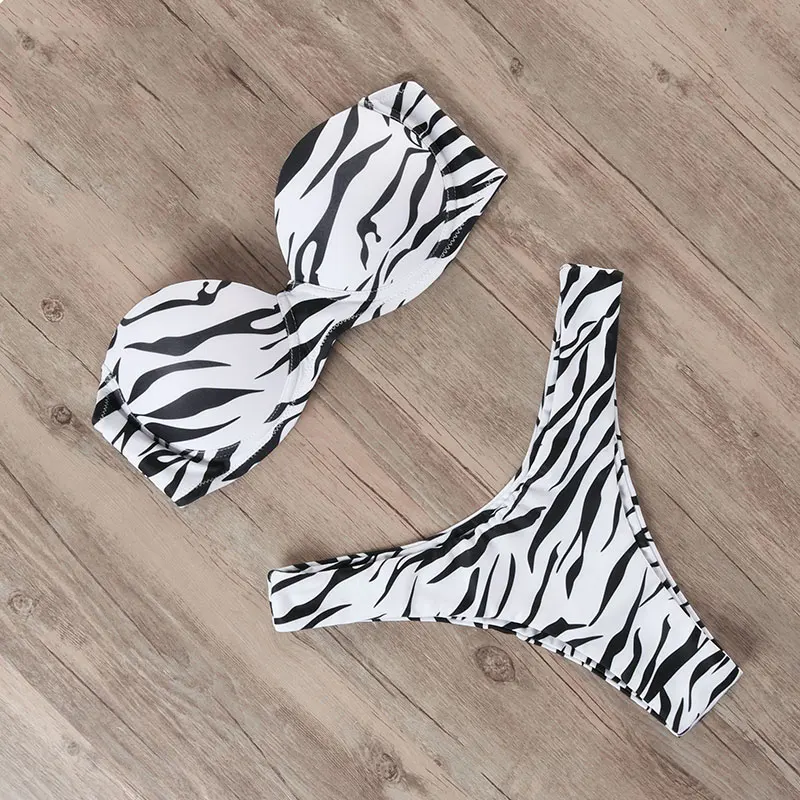 Бикини для женщин Leopard бандо комплект бикини купальный костюм Одежда для купания купальник Maillot De Bain Femme Бразильский Push Up Biquini Леди бикини животных леопардовым принтом комплект бикини купальники